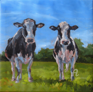 Peinture intitulée "les-vaches.jpg" par Elisabeth Bazin, Œuvre d'art originale, Acrylique