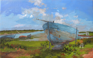 Peinture intitulée "cimetiere-de-bateau…" par Elisabeth Bazin, Œuvre d'art originale, Acrylique