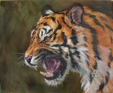 Pittura intitolato "Tigre rugissant" da Elisabeth Bazin, Opera d'arte originale, Acrilico
