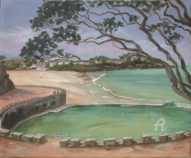 Malerei mit dem Titel "La piscine de la Po…" von Elisabeth Bazin, Original-Kunstwerk, Acryl