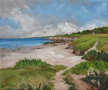 Painting titled "Plage à Trégunc" by Elisabeth Bazin, Original Artwork, Acrylic