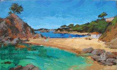 Pintura intitulada "Plage du Cap Roig" por Elisabeth Bazin, Obras de arte originais, Acrílico