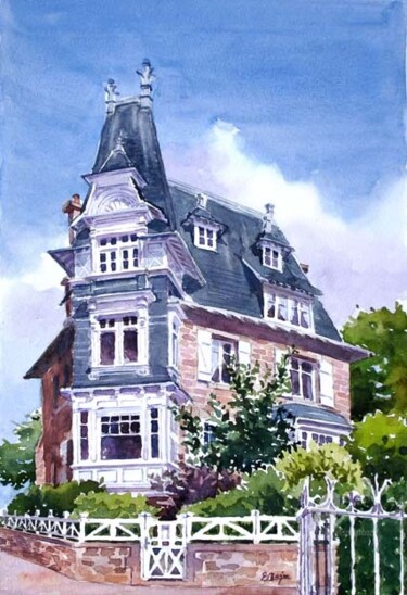 Pintura titulada "Villa Norroy" por Elisabeth Bazin, Obra de arte original, Acuarela