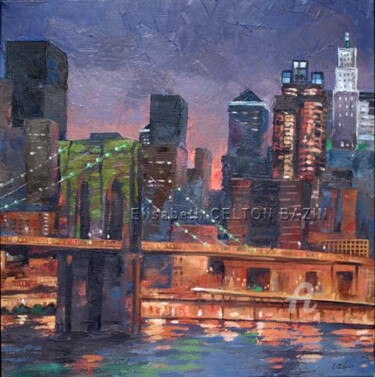 Peinture intitulée "Manhattan" par Elisabeth Bazin, Œuvre d'art originale, Acrylique