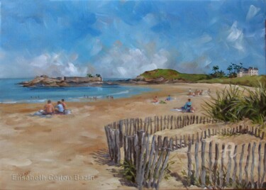 Pintura intitulada "Arrivée à la plage…" por Elisabeth Bazin, Obras de arte originais, Acrílico