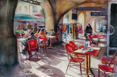 Painting titled "Au soleil du salon…" by Elisabeth Hoffmann, Original Artwork, Watercolor