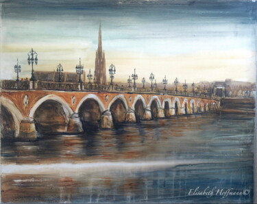Peinture intitulée "Bordeaux pont Napol…" par Elisabeth Hoffmann, Œuvre d'art originale, Aquarelle Monté sur Châssis en bois