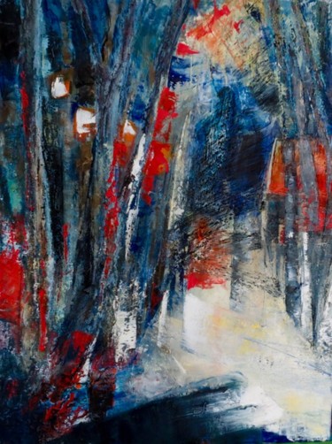 Peinture intitulée "La forêt de Jupille…" par Elisabeth Pierret, Œuvre d'art originale, Huile Monté sur Châssis en bois