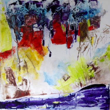 제목이 "Palabres"인 미술작품 Elisabeth Pierret로, 원작, 기름 나무 들것 프레임에 장착됨