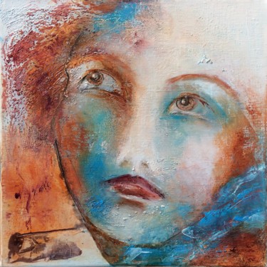 Malarstwo zatytułowany „visage4” autorstwa Elisabeth Pierret, Oryginalna praca, Olej Zamontowany na Drewniana rama noszy