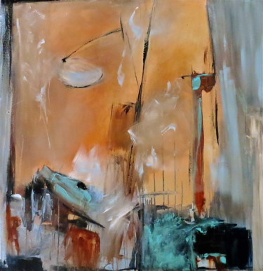 Painting titled "l'atelier3" by Elisabeth Pierret, Original Artwork, Acrylic Mounted on Wood Stretcher frame
