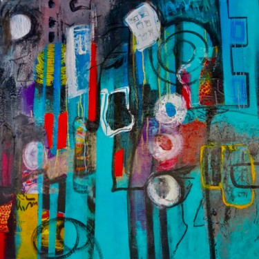 Painting titled "urbanisme signaléti…" by Elisabeth Pierret, Original Artwork, Acrylic Mounted on Wood Stretcher frame