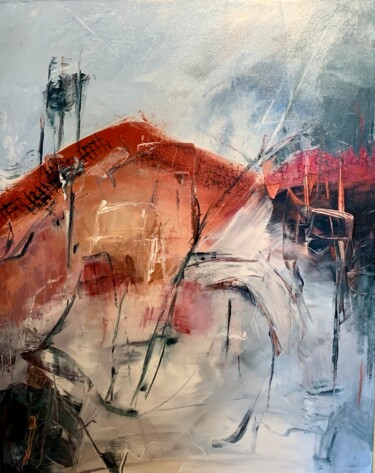 Pintura titulada "hiver en Dordogne" por Elisabeth Pierret, Obra de arte original, Acrílico Montado en Bastidor de camilla d…