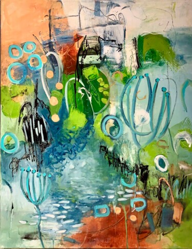 Malarstwo zatytułowany „rêve de bord de mer” autorstwa Elisabeth Pierret, Oryginalna praca, Akryl Zamontowany na Drewniana r…