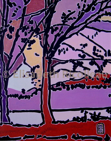 Peinture intitulée "Vallée 02 lilas" par Elisabeth Ricolleau Artiste Peintre, Œuvre d'art originale