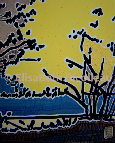 Peinture intitulée "Vallée 03 jaune" par Elisabeth Ricolleau Artiste Peintre, Œuvre d'art originale