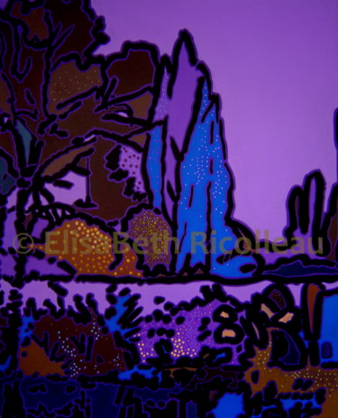 Peinture intitulée "Vallée 12 violet" par Elisabeth Ricolleau Artiste Peintre, Œuvre d'art originale
