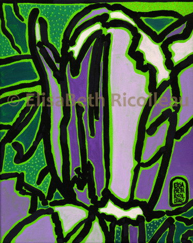 Peinture intitulée "Tulip 02 vert" par Elisabeth Ricolleau Artiste Peintre, Œuvre d'art originale