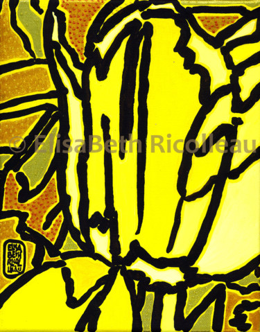 Peinture intitulée "Tulip 03 jaune" par Elisabeth Ricolleau Artiste Peintre, Œuvre d'art originale