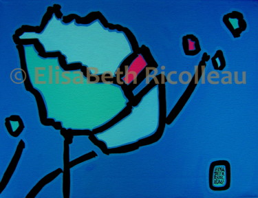 Peinture intitulée "Blue Coquelicot" par Elisabeth Ricolleau Artiste Peintre, Œuvre d'art originale