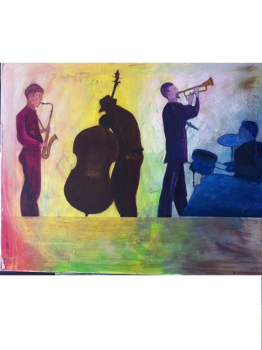 Painting titled "jazz" by Elisabetta Grappasonni, Original Artwork, Acrylic