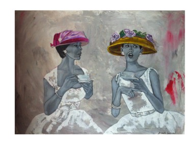Painting titled "Talk and coffee" by Elisabetta Grappasonni, Original Artwork, Acrylic