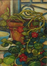 Pittura intitolato "Il davanzale dei na…" da Elisabetta Trevisan, Opera d'arte originale, Olio