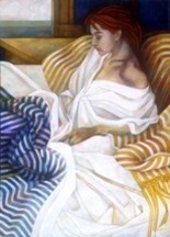 Pintura titulada "La signora a righe" por Elisabetta Trevisan, Obra de arte original, Oleo