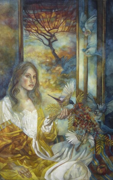 Pittura intitolato "aucuparia" da Elisabetta Trevisan, Opera d'arte originale, Olio