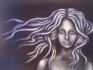 Painting titled "donna in blu - woma…" by Elisabetta Florio, Original Artwork