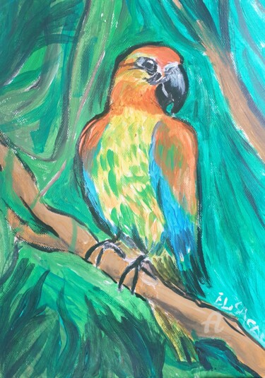Pittura intitolato "pappagallo" da Elisabettac, Opera d'arte originale, Acrilico