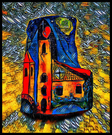 Arte digitale intitolato "Chiesa  su  cortecc…" da Elisabetta Nannini Ne, Opera d'arte originale, Pittura digitale