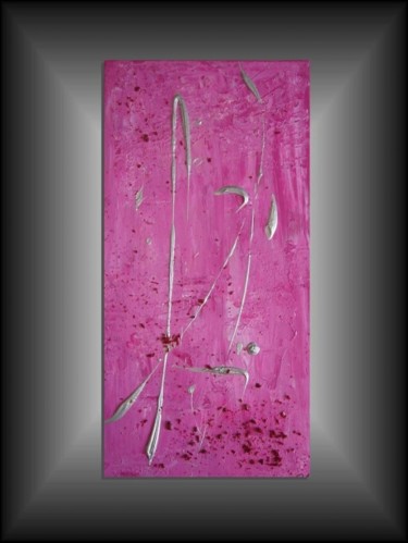 Peinture intitulée "Cascade Pink and Si…" par Zab, Œuvre d'art originale, Huile