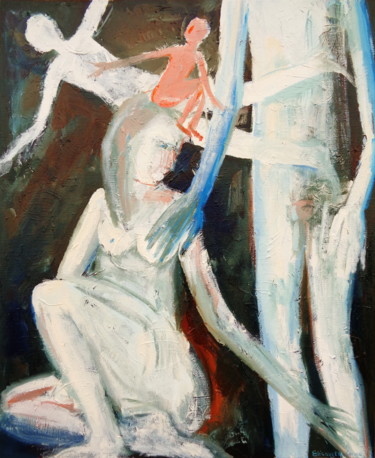 Schilderij getiteld "WHO IS IN THE BRAIN" door Elisaveta Sivas, Origineel Kunstwerk, Olie