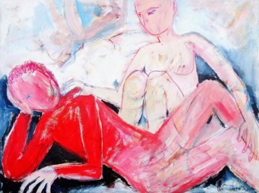 Painting titled "Dreaming Love" by Elisaveta Sivas, Original Artwork, Oil Mounted on Wood Stretcher frame