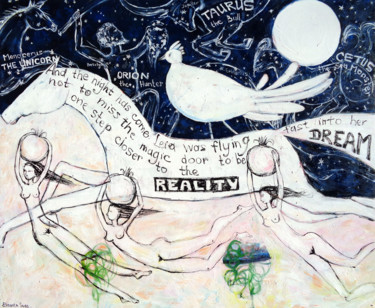 Pintura titulada "FLYING INTO THE DRE…" por Elisaveta Sivas, Obra de arte original, Oleo