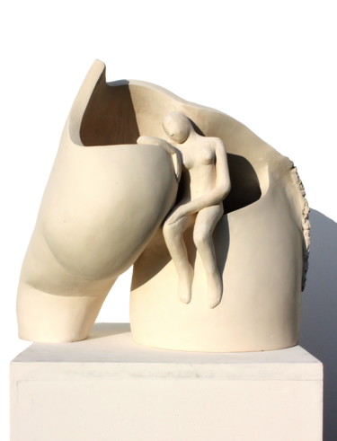 Freedom and Love. Contemplation with horse. Sculpture titled "Freedom and Love. C…" by Elisaveta Sivas, Original Art, Clay