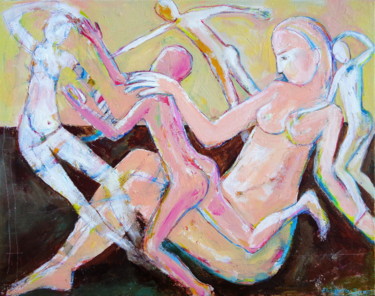Painting titled "Running to reach th…" by Elisaveta Sivas, Original Artwork, Oil