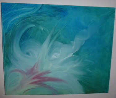 Peinture intitulée "fleur-dans-turquois…" par Elise Latoile, Œuvre d'art originale
