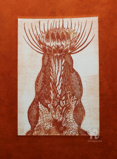 印花与版画 标题为“Fleur d'Interzone” 由Elise De Witte, 原创艺术品, Linocuts