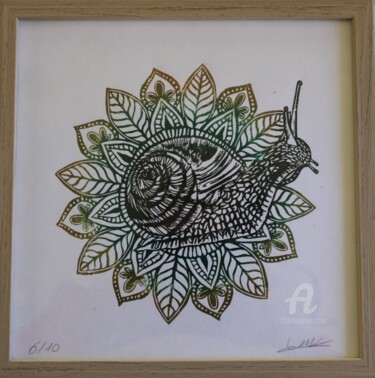 印花与版画 标题为“Mandala escargot” 由Elise De Witte, 原创艺术品, Linocuts