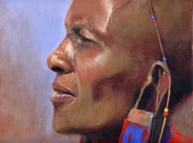 Painting titled "Masai Man" by Elise Savage, Original Artwork