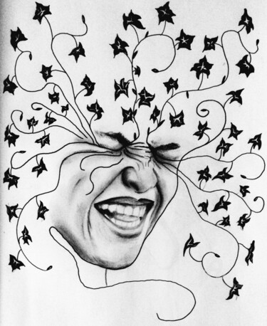 Desenho intitulada "L'homme qui rit" por Elisetot, Obras de arte originais, Grafite
