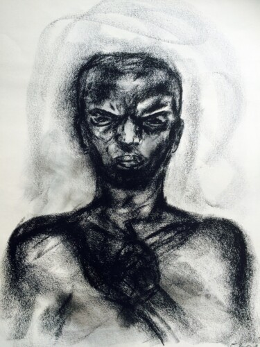 Zeichnungen mit dem Titel "Un homme blessé.jpg" von Elisetot, Original-Kunstwerk, Kohle