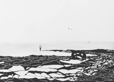 Dessin intitulée "Horizon sur les roc…" par Elisetot, Œuvre d'art originale, Crayon