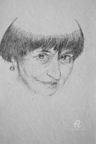 Zeichnungen mit dem Titel "Agnes Varda" von Elisetot, Original-Kunstwerk, Bleistift