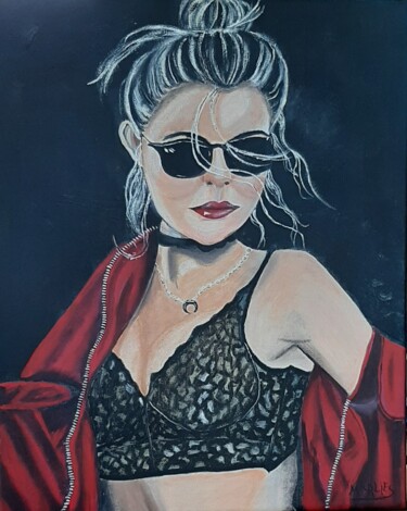 Painting titled "Sexy dame" by Elise Wouters, Original Artwork, Oil
