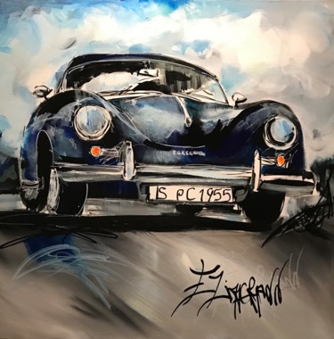 Painting titled "Porsche. À la ligne" by Elise Zimmermann, Original Artwork