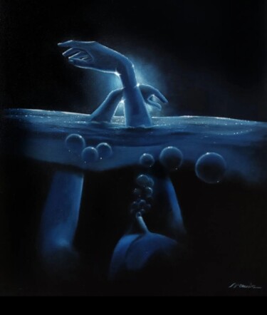 Картина под названием "Destellos en la osc…" - Eliseo Ferrandiz, Подлинное произведение искусства, Масло Установлен на Дерев…