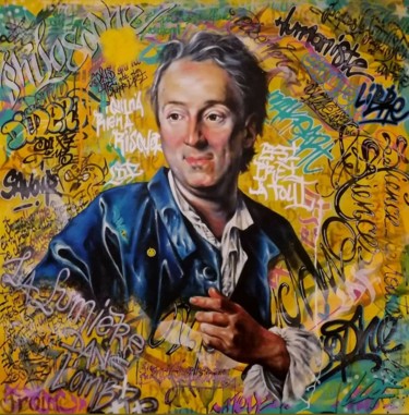 Malerei mit dem Titel "Diderot" von Élise Poinsenot, Original-Kunstwerk, Acryl